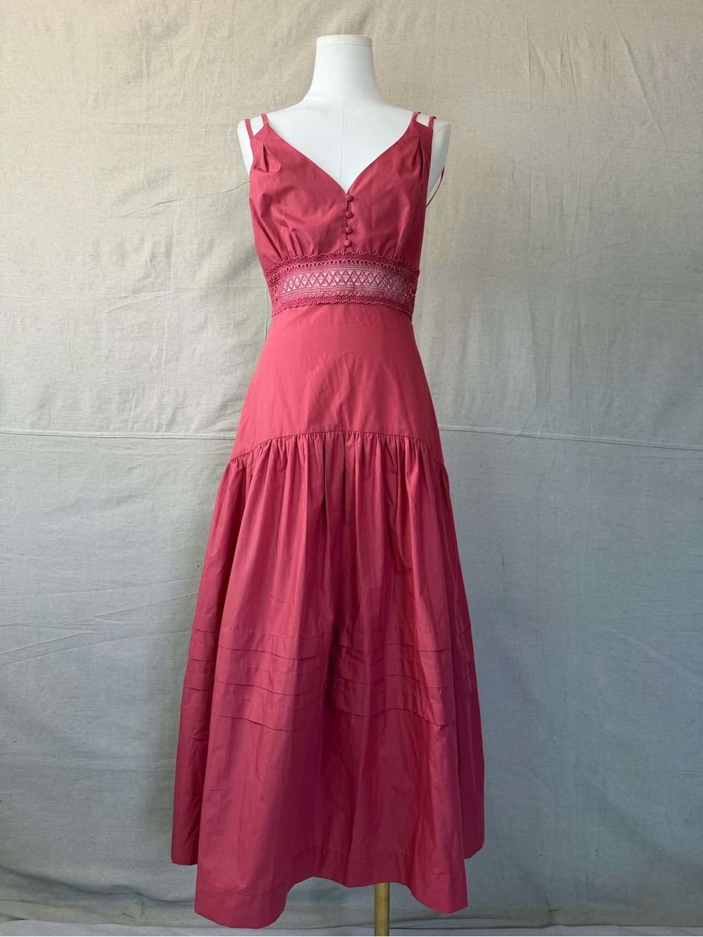 En Saison Raspberry Pink Maxi Dress with Lace Waist